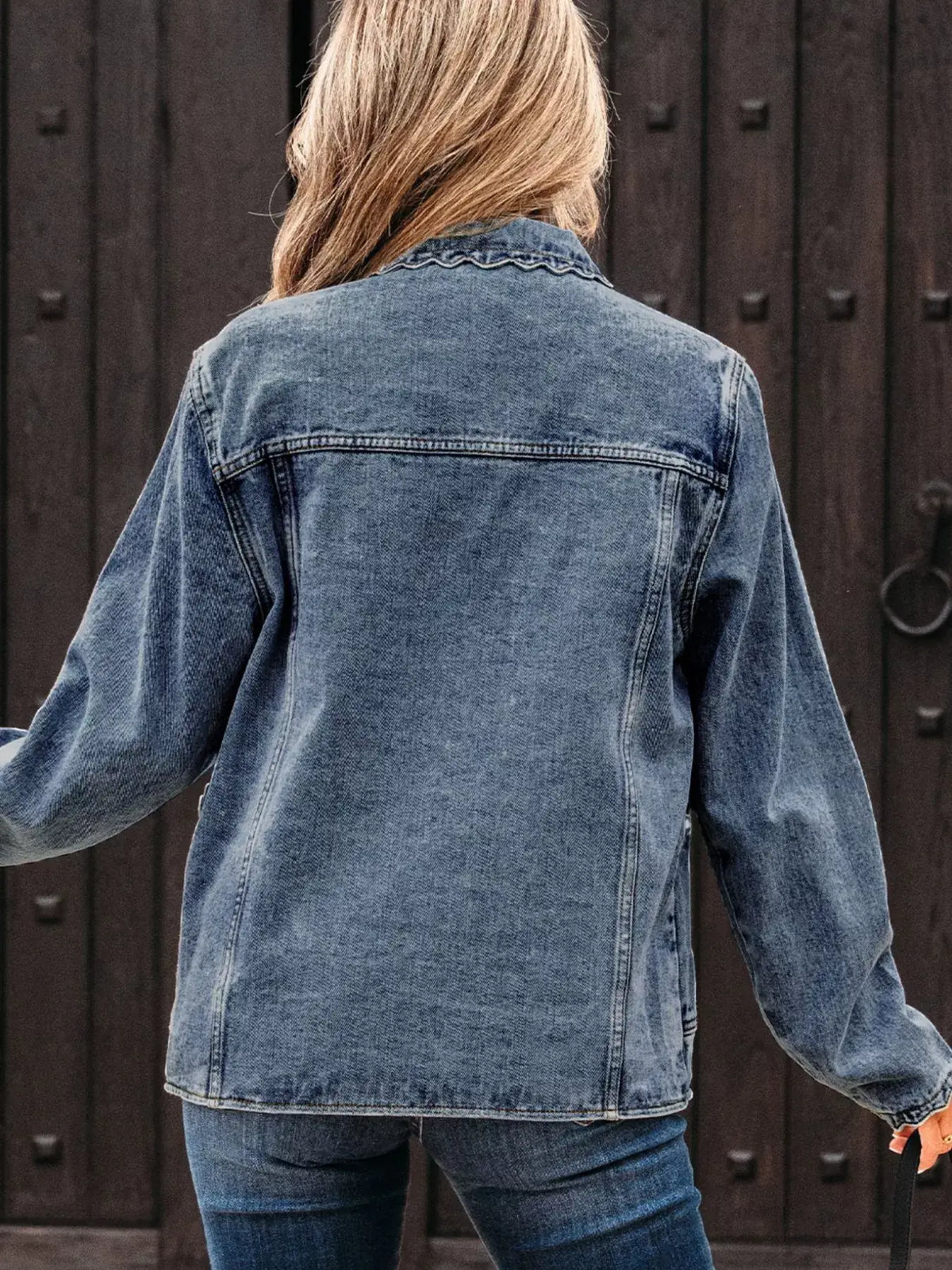 Scallop Trim Pocket Denim Jacket