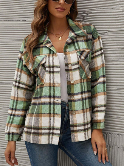 Women’s Cozy Plaid Button-Up Jacket