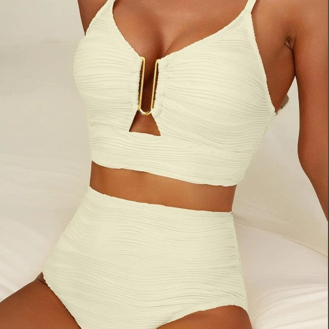 Solid Color Ruched Swimsuit