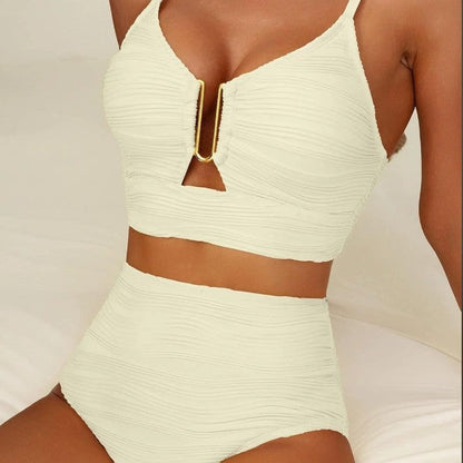 Solid Color Ruched Swimsuit