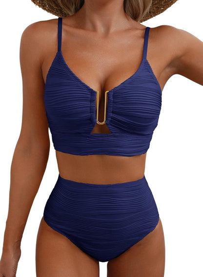Solid Color Ruched Swimsuit