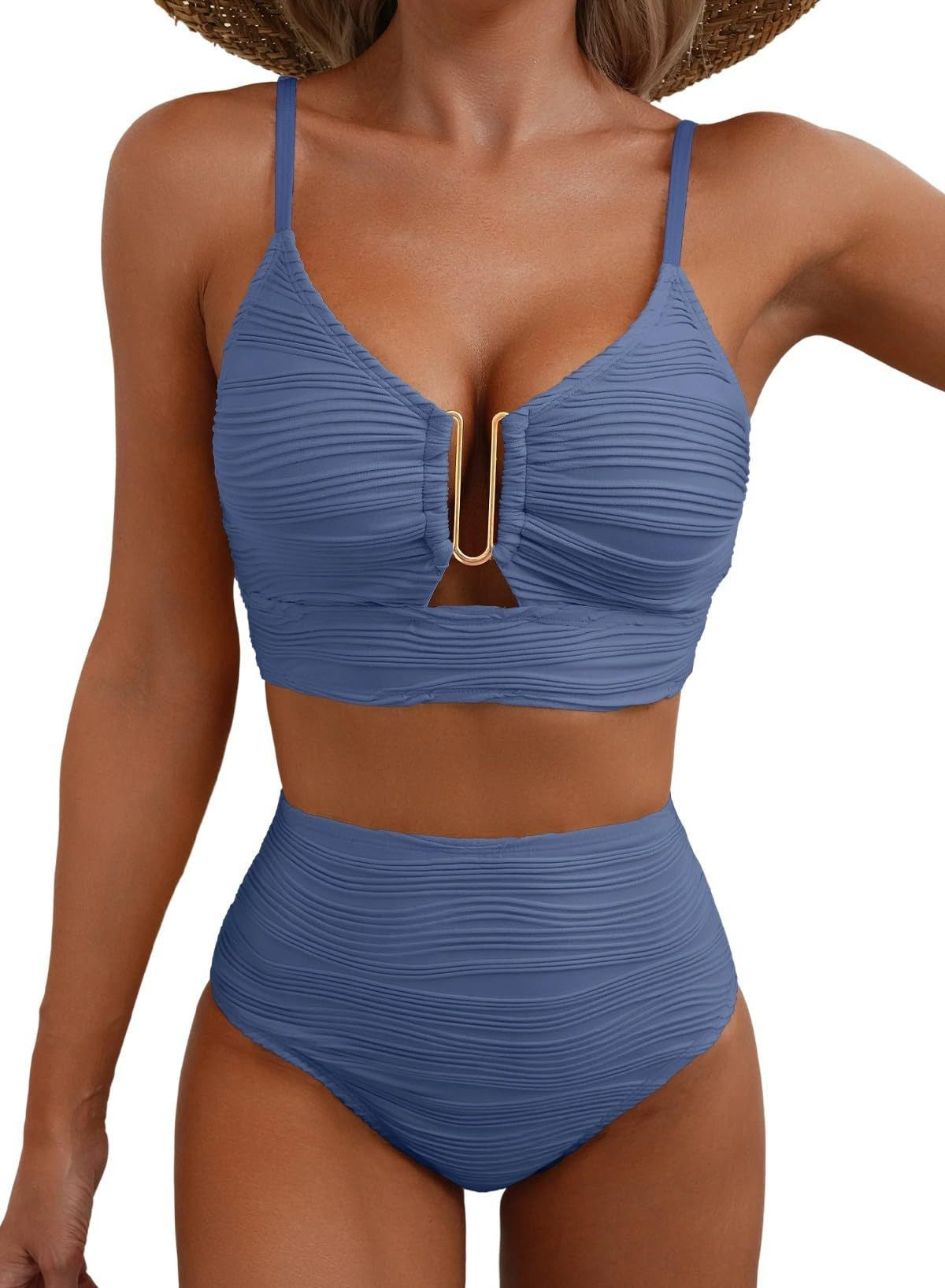 Solid Color Ruched Swimsuit