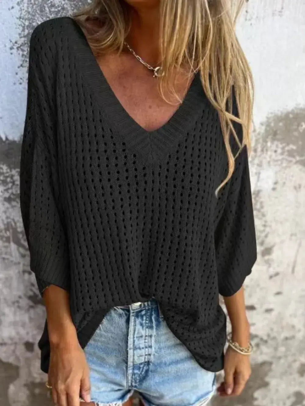 Openwork Cutout Casual Top