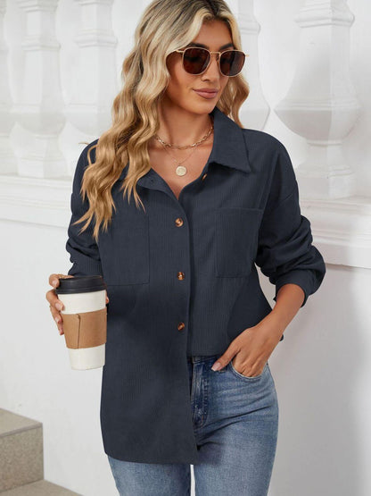 Button-Up Dropped-Shoulder Outerwear