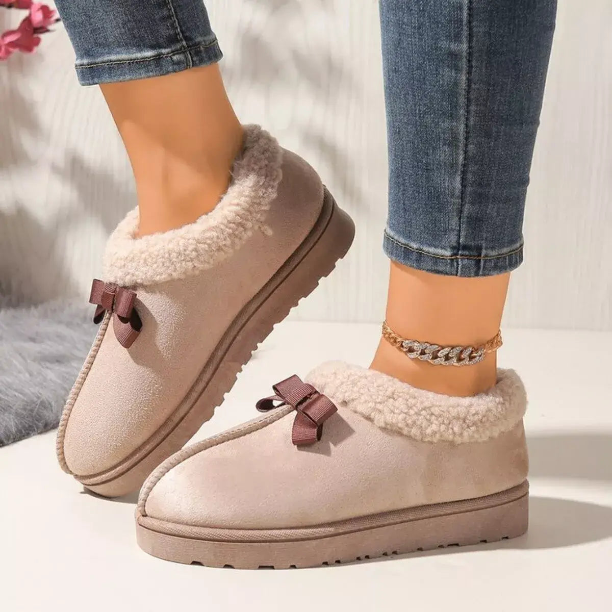 Suede Fluff-Lined Flat Shoes