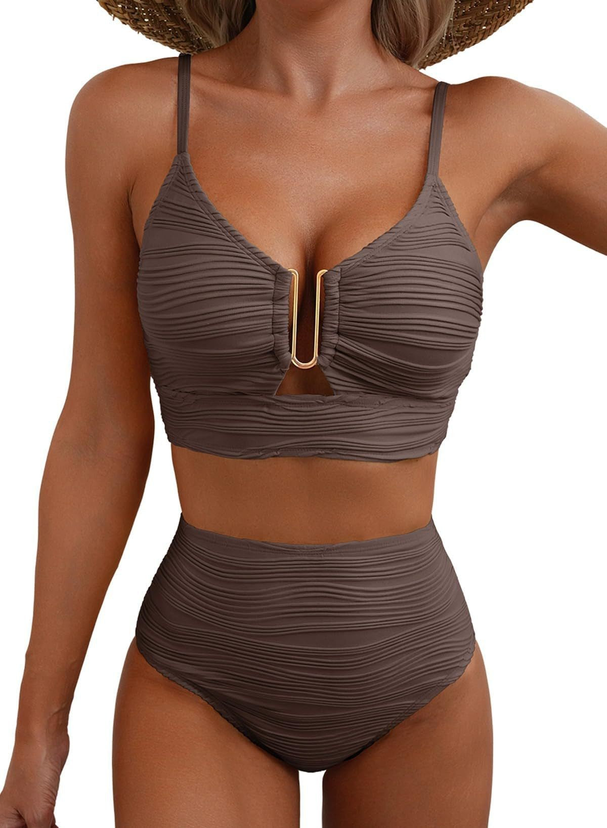 Solid Color Ruched Swimsuit