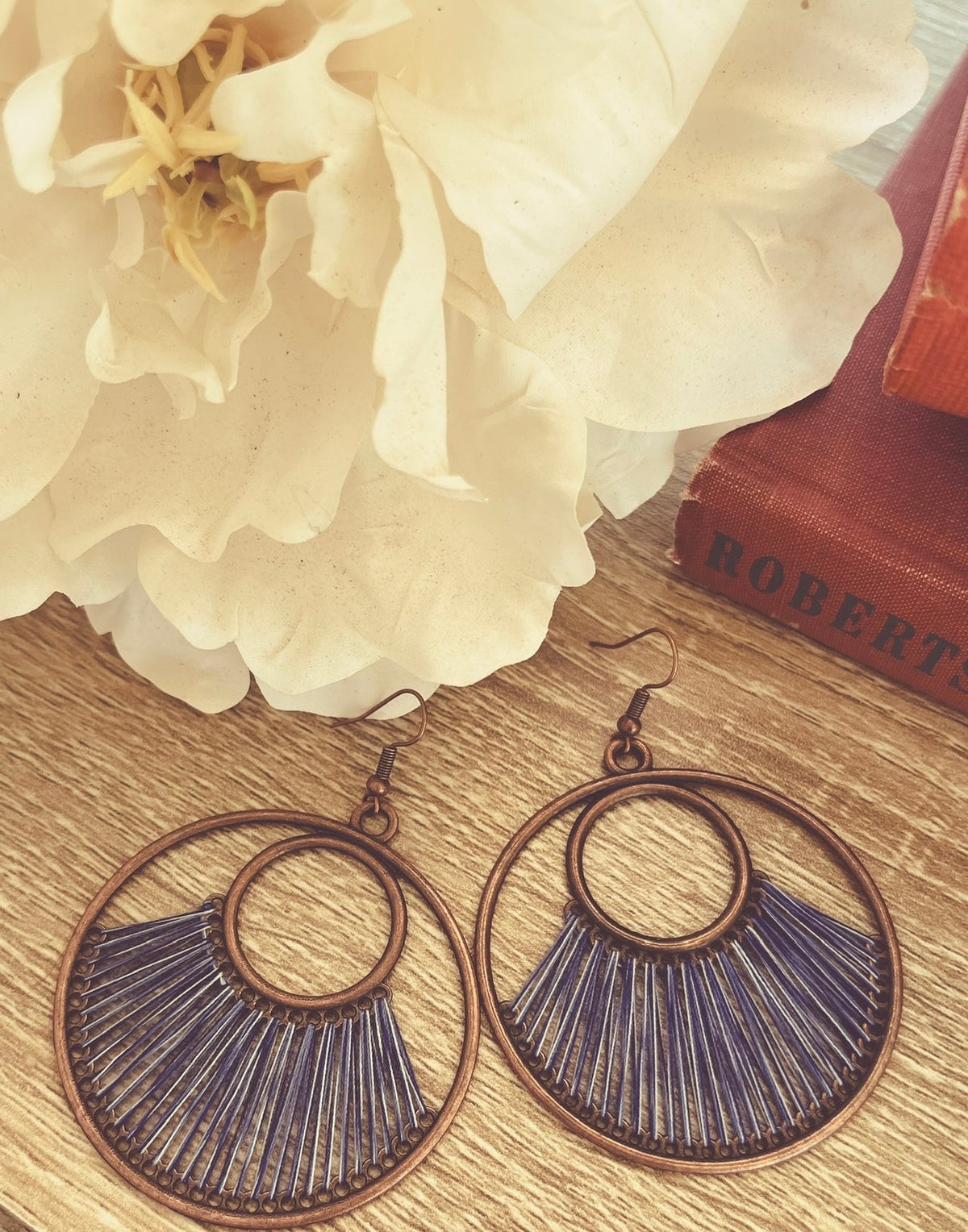 Artistic Blue String Earrings