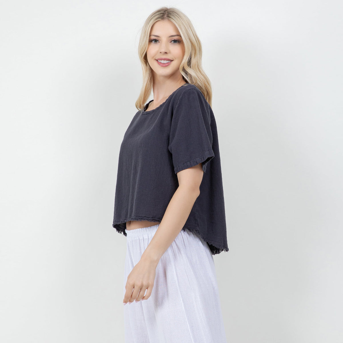 Women’s Cotton Gauze Frill Top
