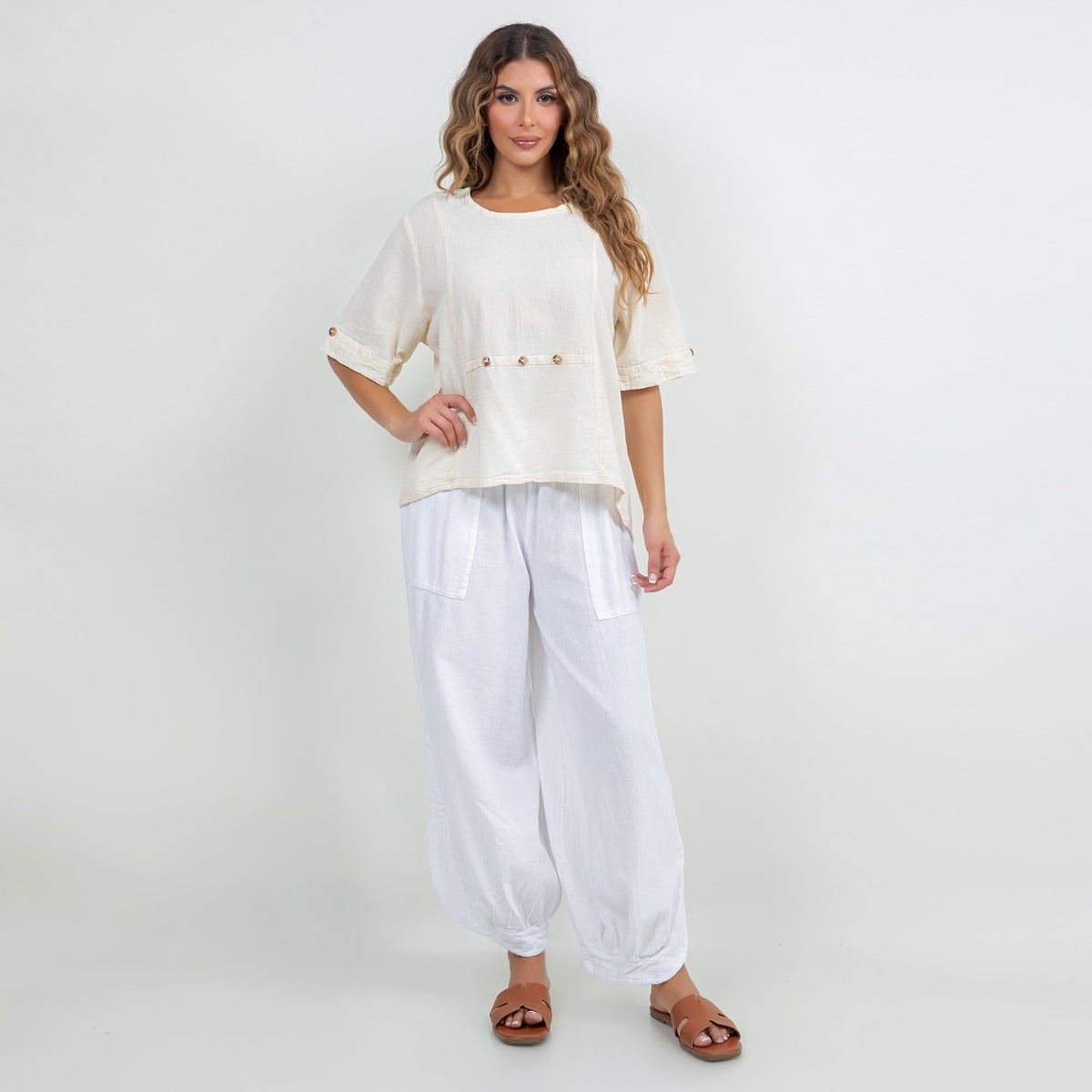 Women’s Cotton Gauze Button Top