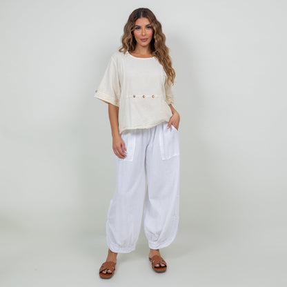 Women’s Cotton Gauze Button Top