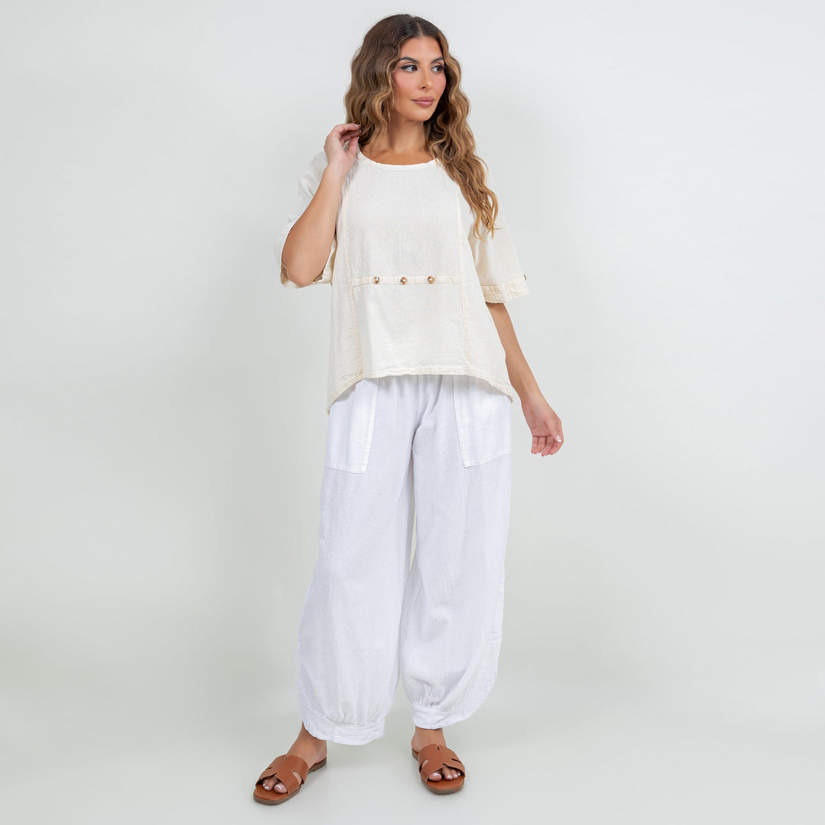 Women’s Cotton Gauze Button Top