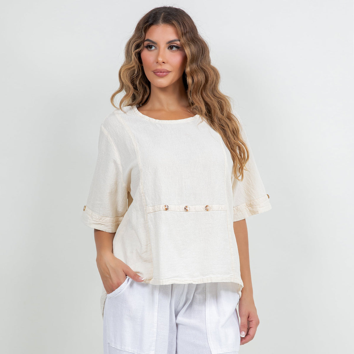 Women’s Cotton Gauze Button Top
