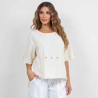 Women’s Cotton Gauze Button Top