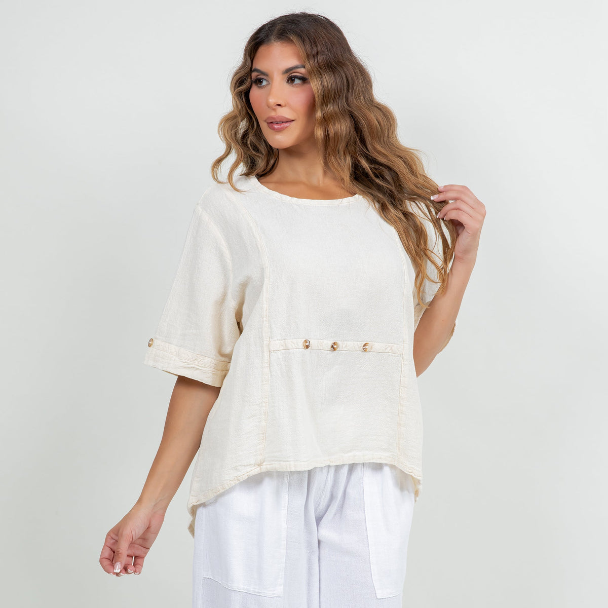 Women’s Cotton Gauze Button Top