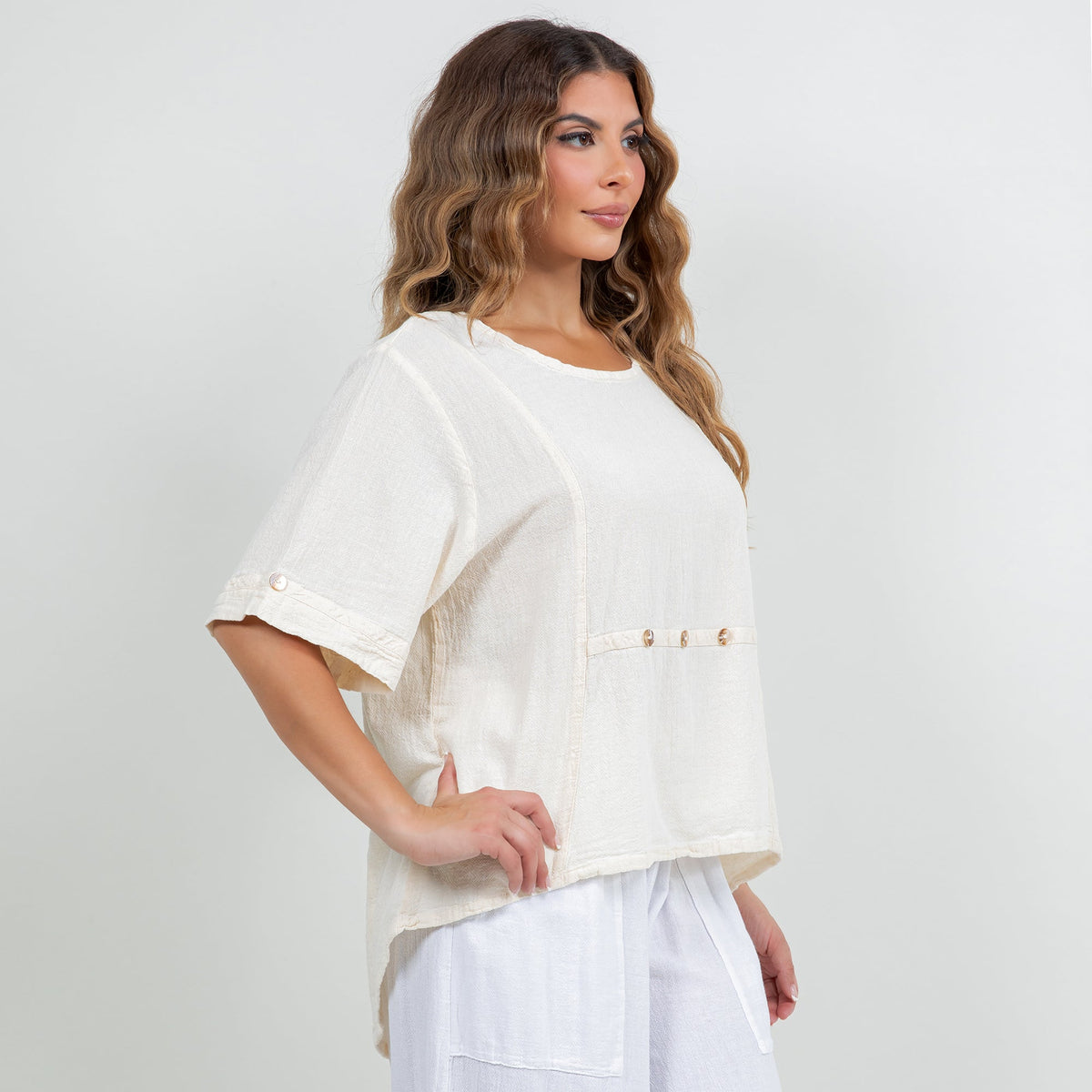Women’s Cotton Gauze Button Top