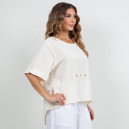 Women’s Cotton Gauze Button Top