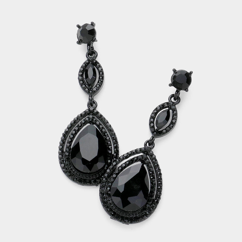 Glass Crystal Teardrop Earrings