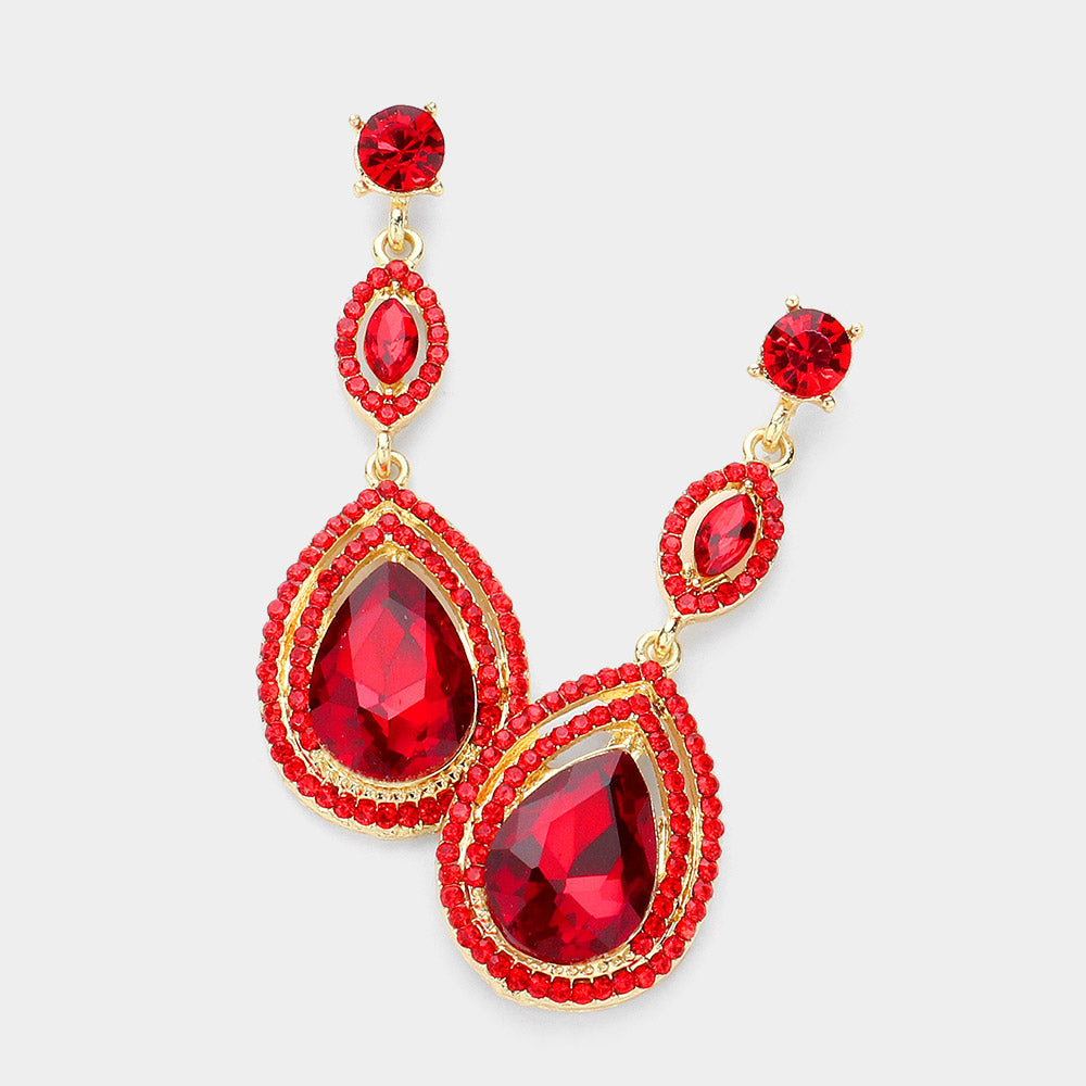 Glass Crystal Teardrop Earrings