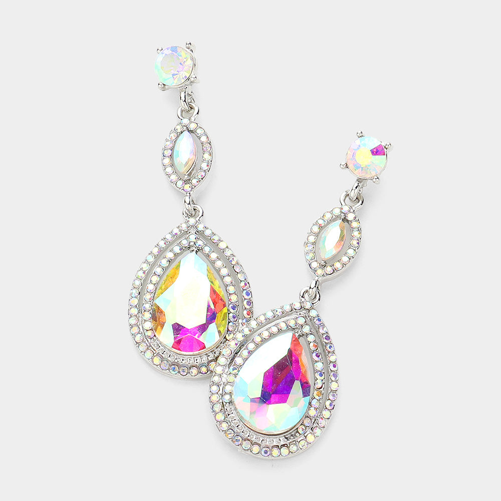 Glass Crystal Teardrop Earrings
