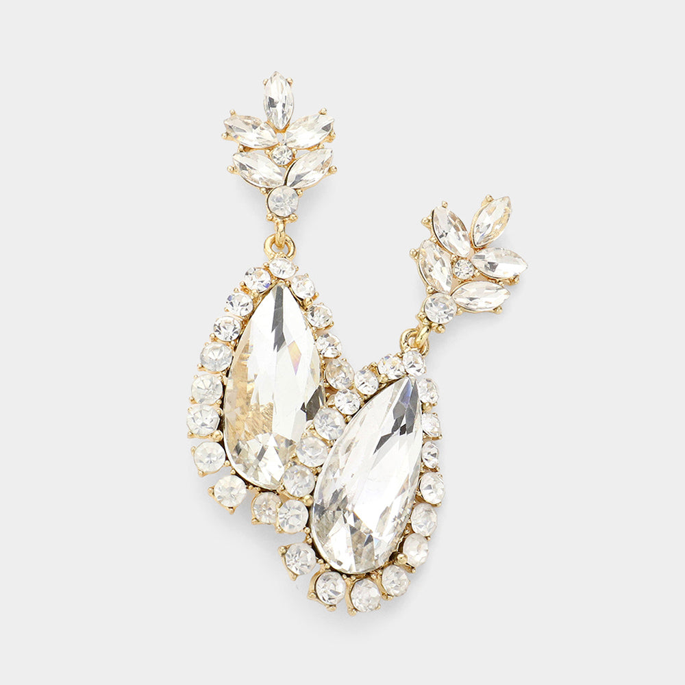 Glass Crystal Teardrop Earrings