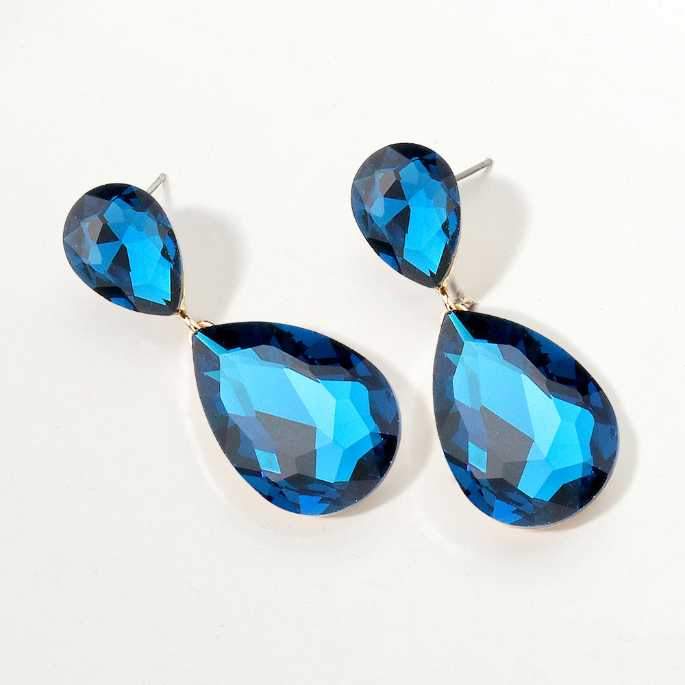 Glass Crystal Teardrop Earrings