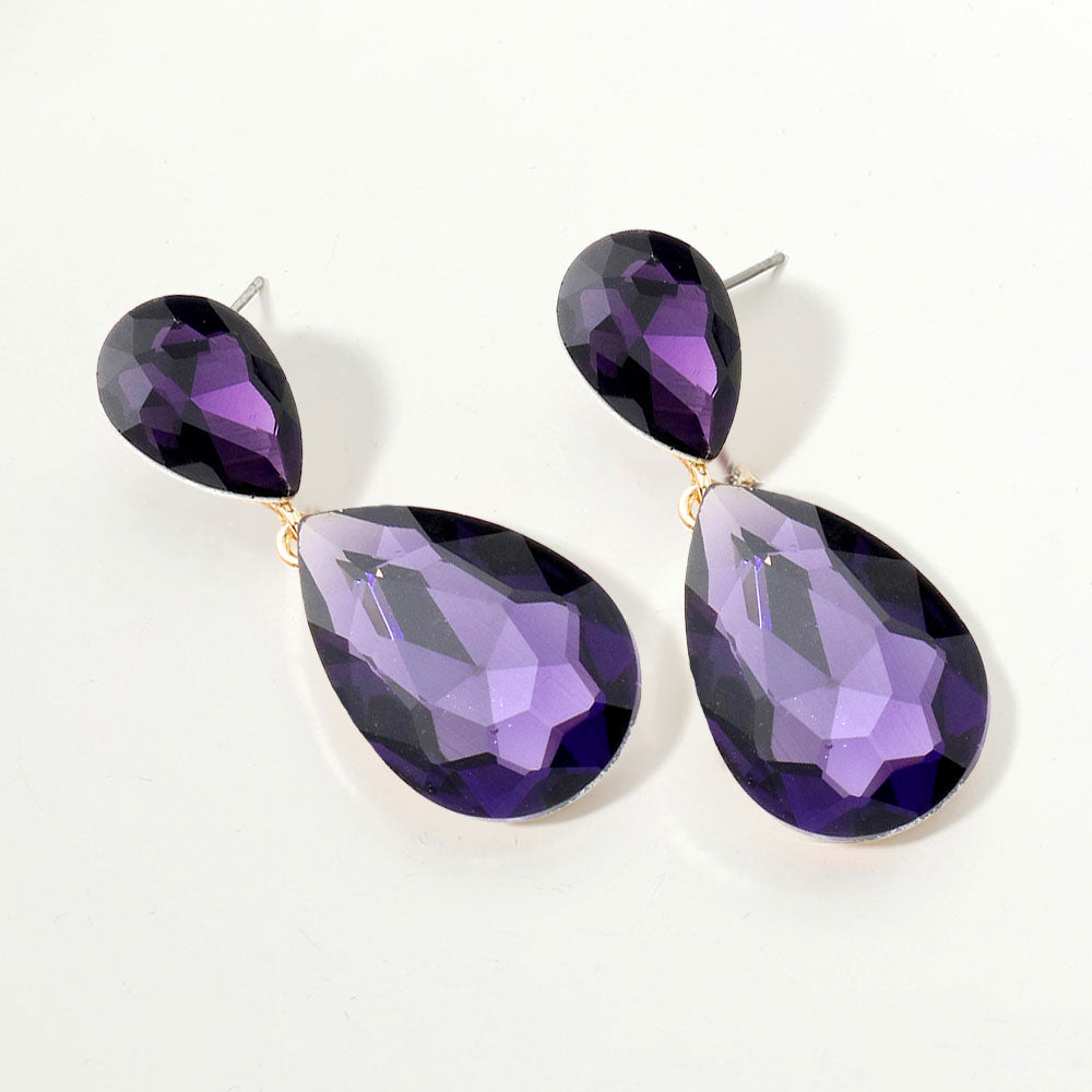 Glass Crystal Teardrop Earrings