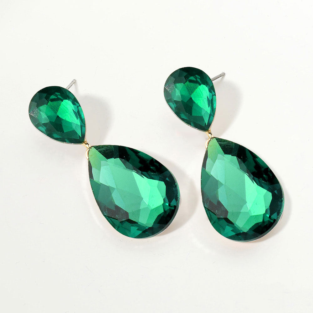 Glass Crystal Teardrop Earrings