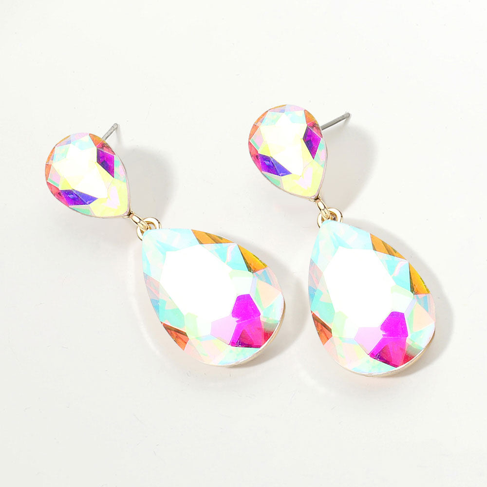 Glass Crystal Teardrop Earrings