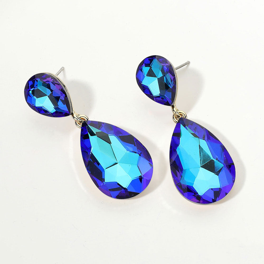 Glass Crystal Teardrop Earrings