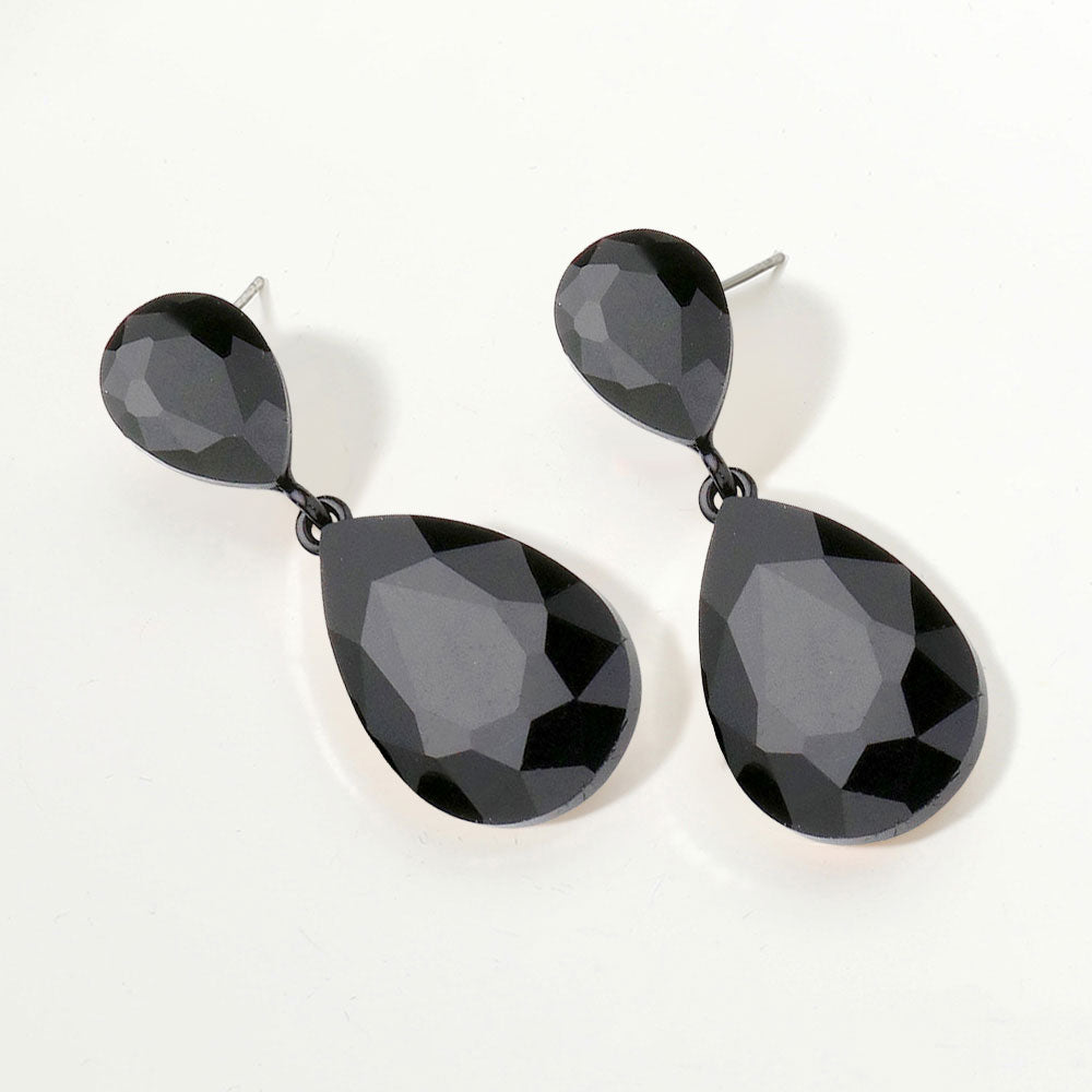 Glass Crystal Teardrop Earrings