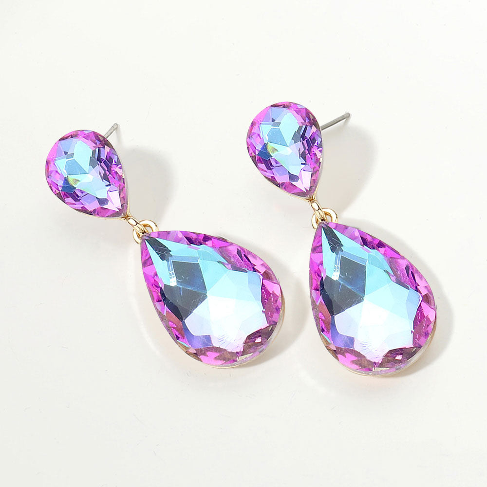 Glass Crystal Teardrop Earrings