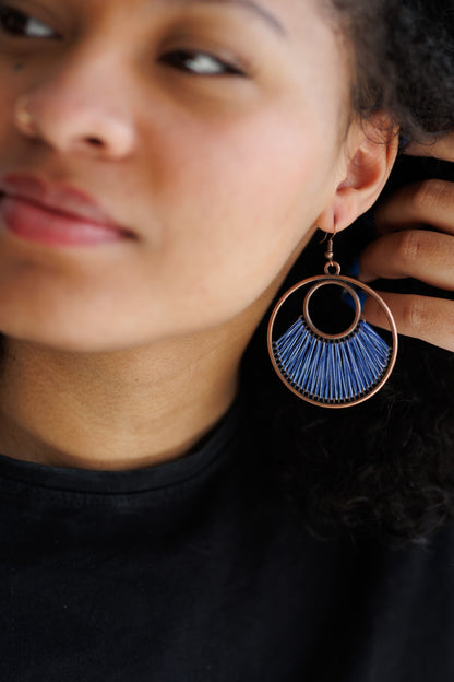 Artistic Blue String Earrings
