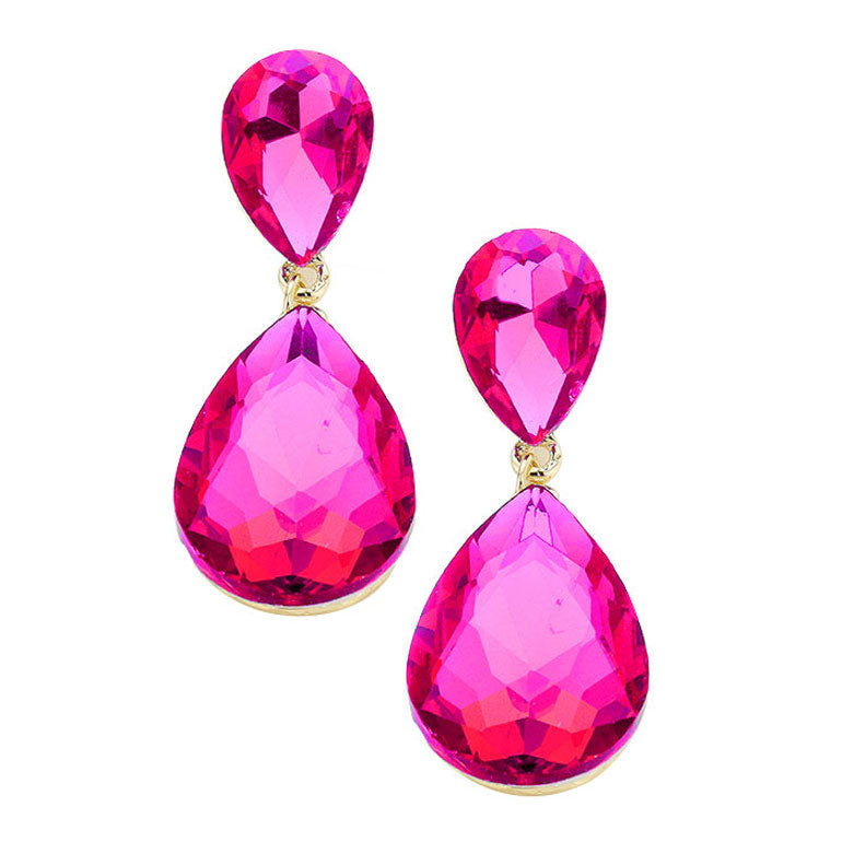 Glass Crystal Teardrop Earrings