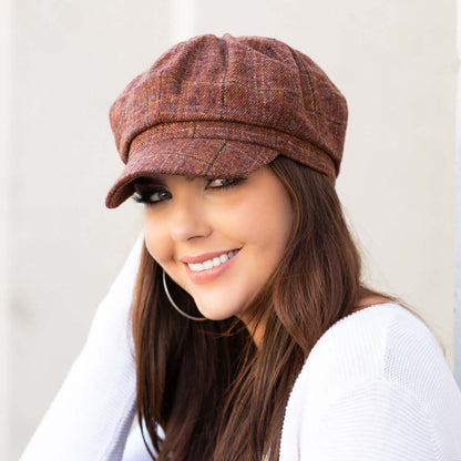 Tweed Plaid Newsboy Cap