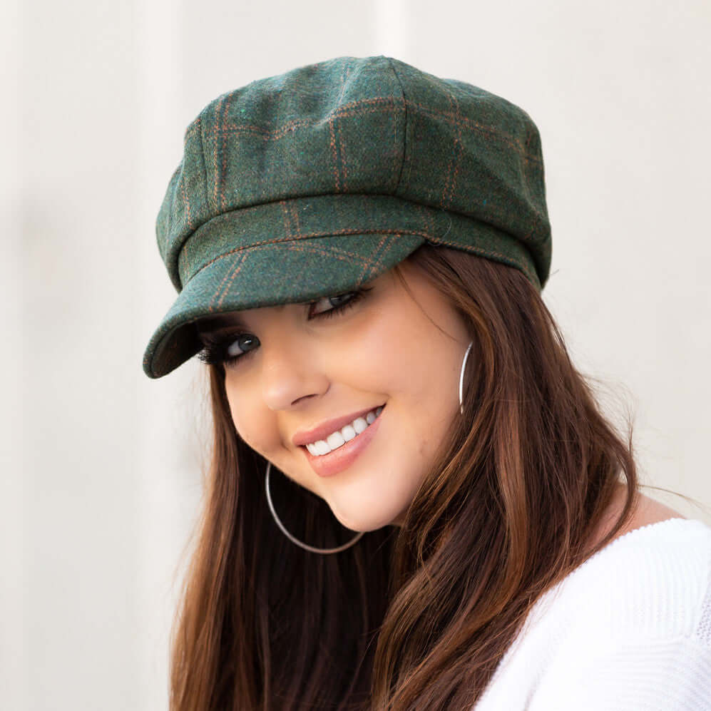 Tweed Plaid Newsboy Cap