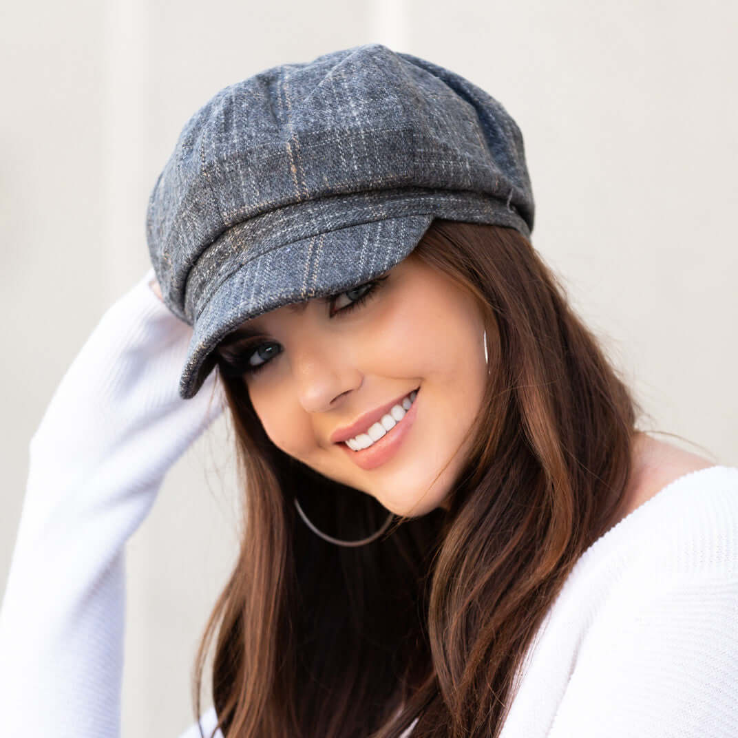 Tweed Plaid Newsboy Cap