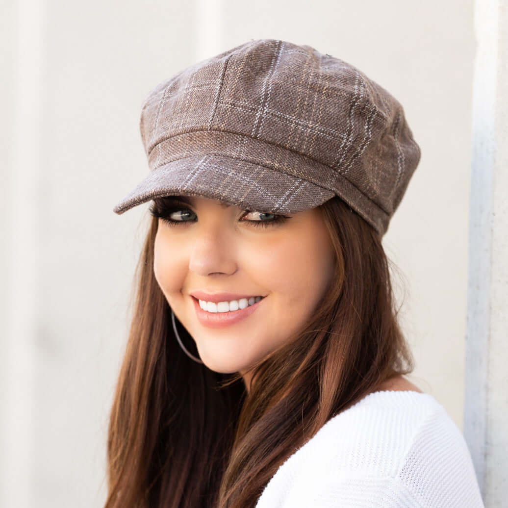 Tweed Plaid Newsboy Cap