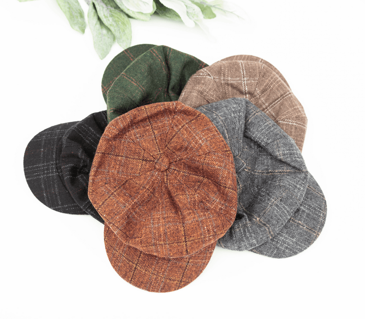 Tweed Plaid Newsboy Cap