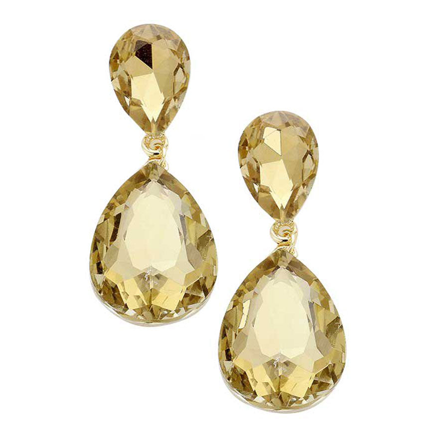 Glass Crystal Teardrop Earrings