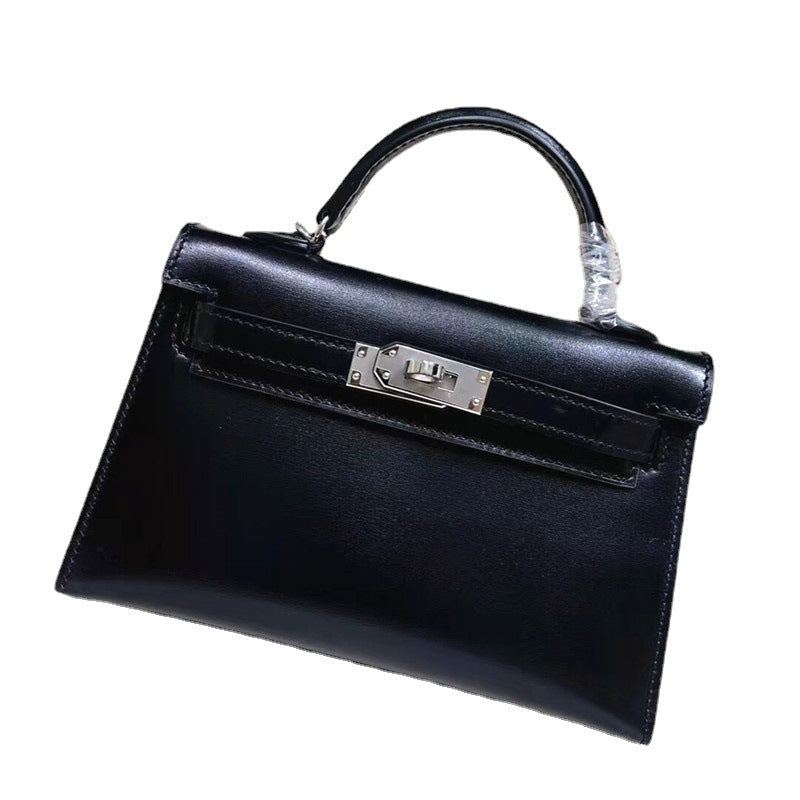 Women’s Glossy Leather Lock Shoulder Bag