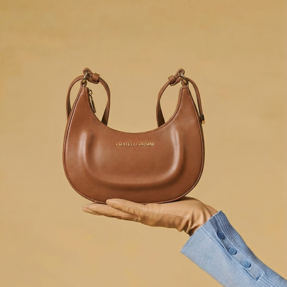 Ornella Italian Leather Crescent Bag