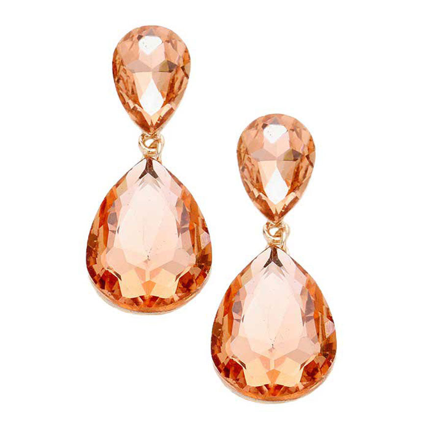 Glass Crystal Teardrop Earrings