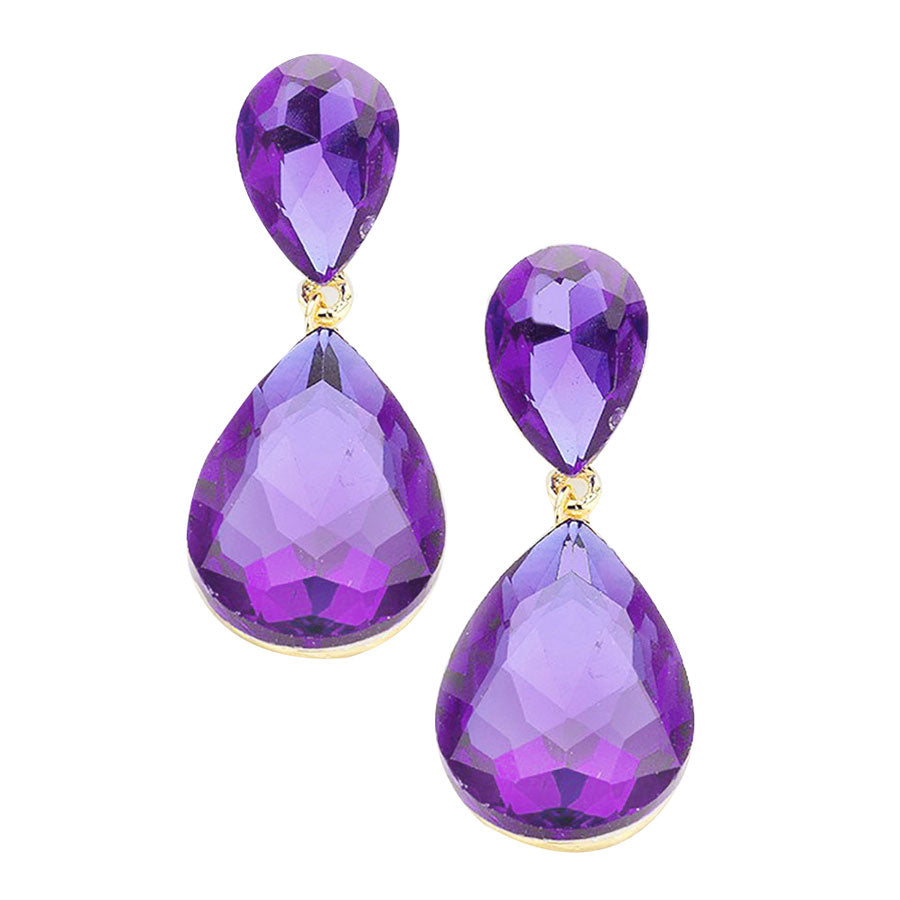 Glass Crystal Teardrop Earrings