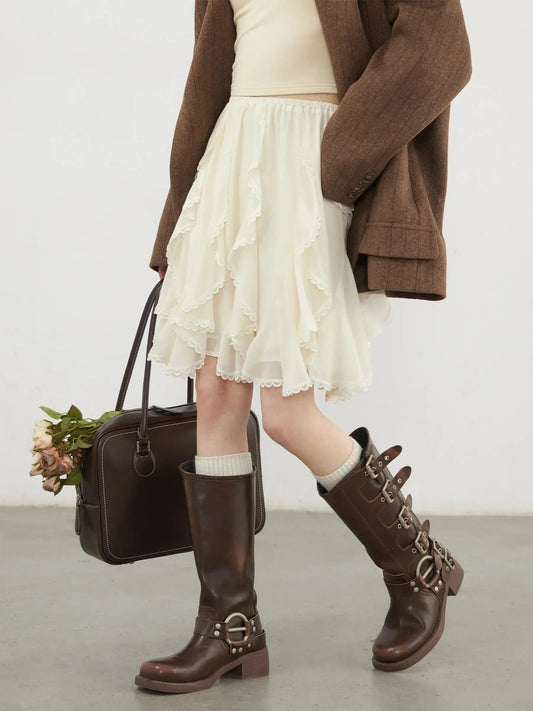 Women’s Loose High-Waist Lace Summer Skirt