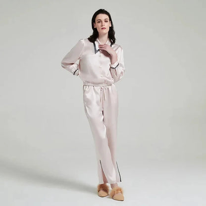 Women’s Contrast Silk Pajama Set