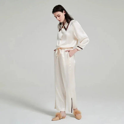 Women’s Contrast Silk Pajama Set