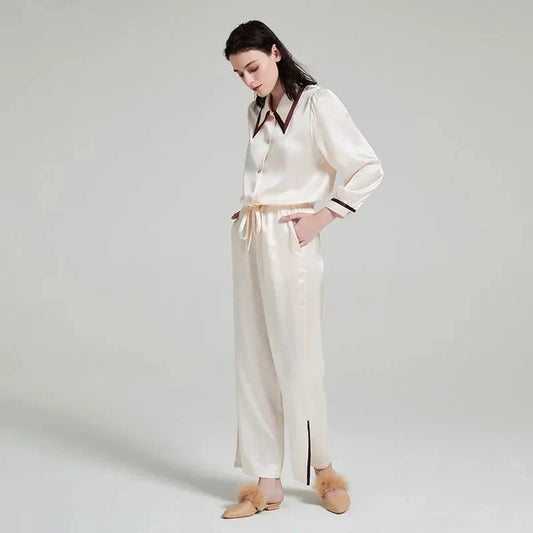 Women’s Contrast Silk Pajama Set