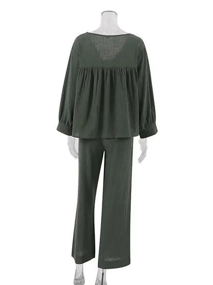 Women’s 2-Piece Cotton V-Neck Pajama Set for comfort