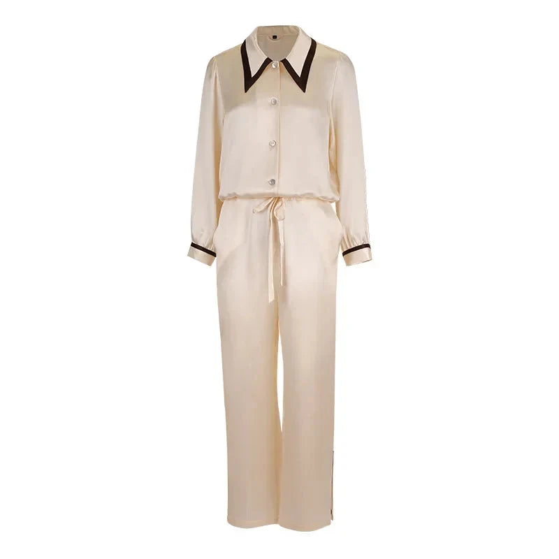 Women’s Contrast Silk Pajama Set
