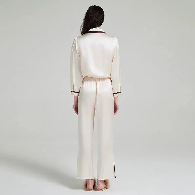 Women’s Contrast Silk Pajama Set
